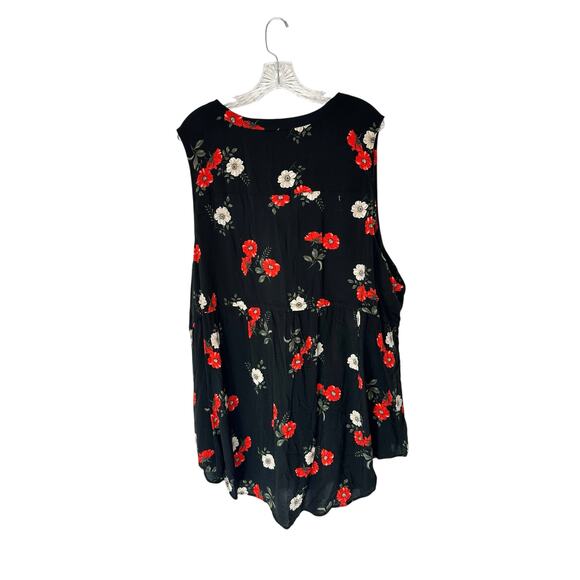 Torrid Plus Black Red Floral Casual Print V-Neck Sleeve Button Front Blouse 4X - Picture 8 of 11